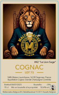 cognac #42 &quot;Le Lion Sage&quot; (Lot 75) - Malternative Belgium (Laurichesse) - 50.4% - 3cl