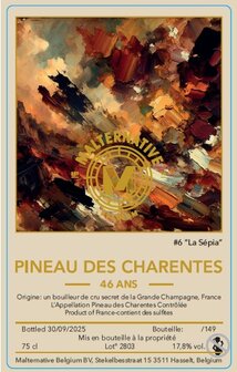 Pineau des charentes #6 "La S&eacute;pia" (46 ans) - Malternative Belgium - 17,80% - 75cl 