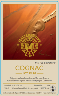 cognac #49 "La Signature" (Lot 70 PC) - Malternative Belgium - 51,2% 3cl