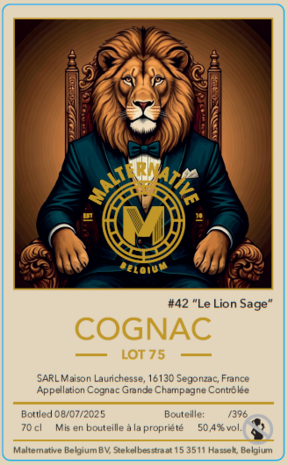cognac #42 "Le Lion Sage" (Lot 75) - Malternative Belgium (Laurichesse) - 50.4% - 70cl