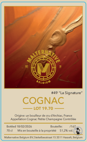 cognac #49 "La Signature" (Lot 70 PC) - Malternative Belgium - 51,2% 3cl