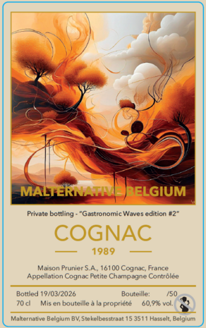 cognac #Gastronomic Waves N&deg;2 - Malternative Belgium (1989 Prunier - Petite Champagne) - 60,9% - 70cl & free 2cl-sample