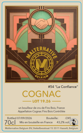 cognac #54 "La Confiance" (Lot 19.26 FB) - Malternative Belgium - 43,2% - 70cl